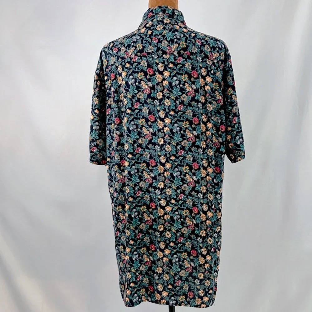 Never Established Floral Button Down‎ Shirt Mens Large Navy Rayon Short Sleeve